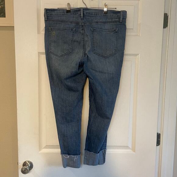 Loft Jeans 14/32 More Shine Less Shade Sun Embroidered Modern Skinny Wide Hem - Picture 2 of 16